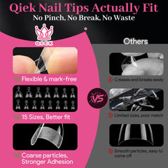 Qiek almond tips with gel polish showing salon-ready finish