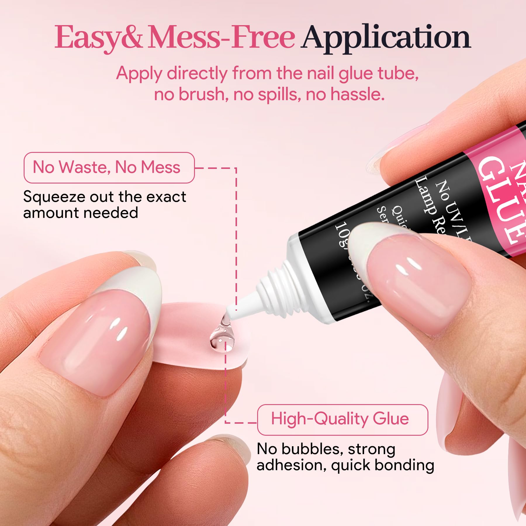 QIEK applying press-on nail to natural nail for fast at-home use