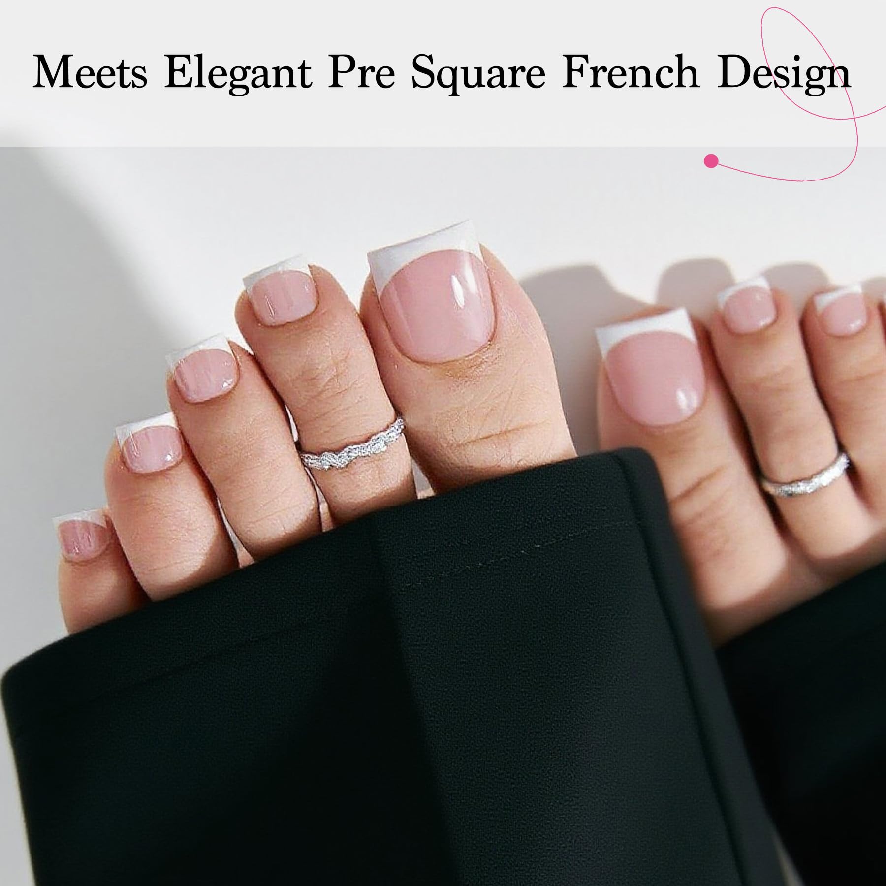 QIEK close-up of 3mm white French edge highlighting neat, elegant toe detail