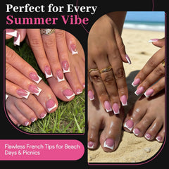 QIEK press on toenails worn showing neat pedicure-ready finish
