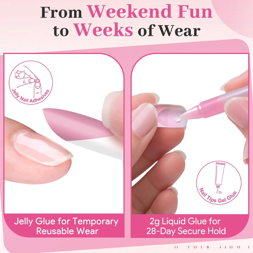 QIEK deep pink square French tip close-up highlighting precise white tip
