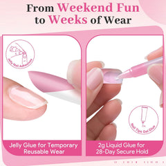QIEK deep pink square French tip close-up highlighting precise white tip