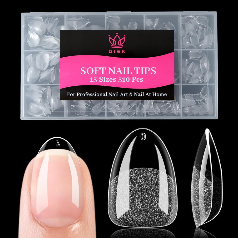 QIEK front packaging showing 510 clear almond tips and value kit
