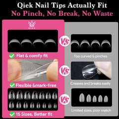 QIEK tip held between fingers demonstrating realistic scale and comfort