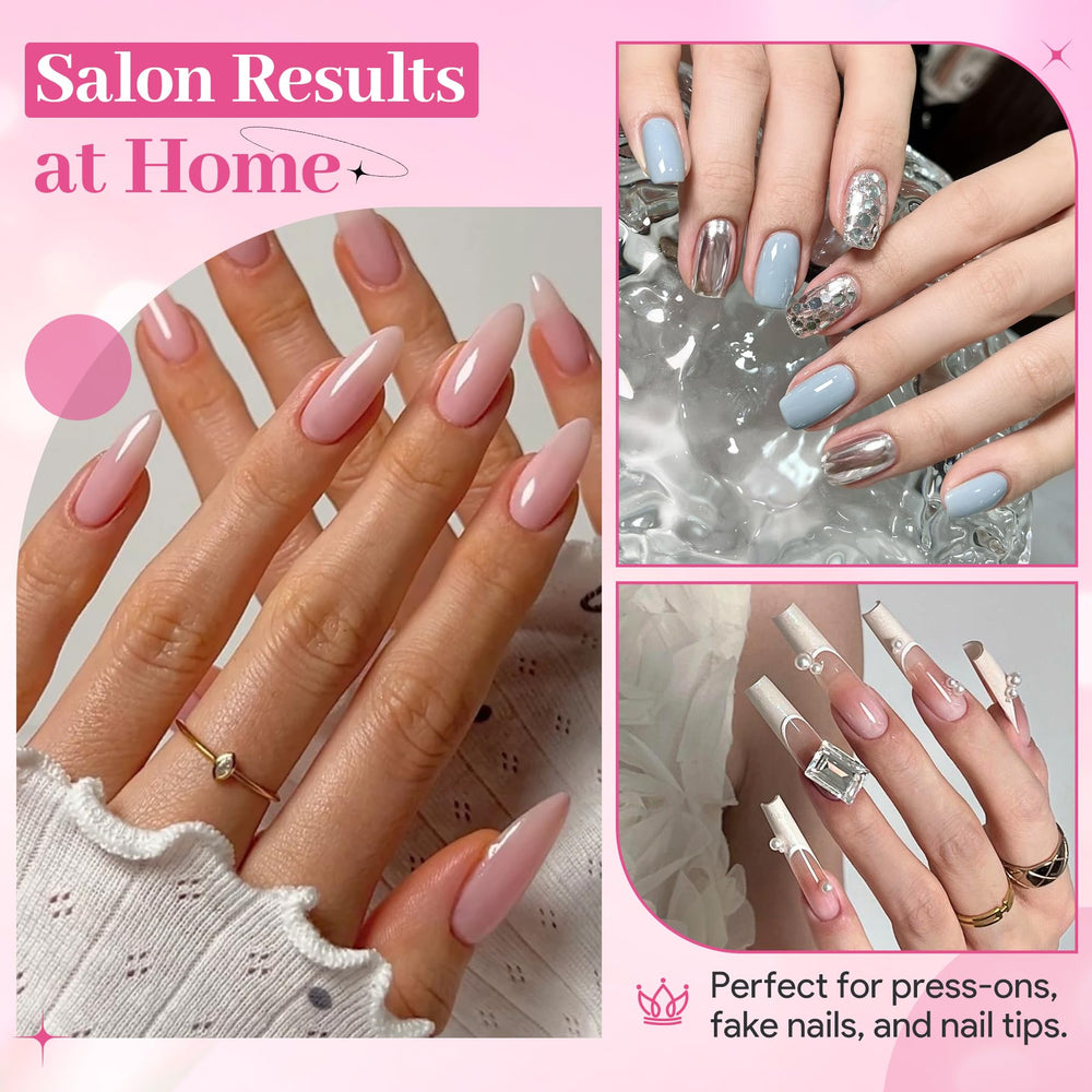QIEK lifestyle shot of manicured hands wearing press-on nails confidently