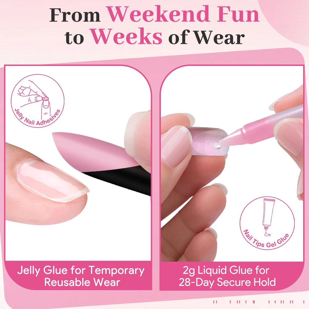 QIEK soft-gel nails bending to show flexibility and comfort