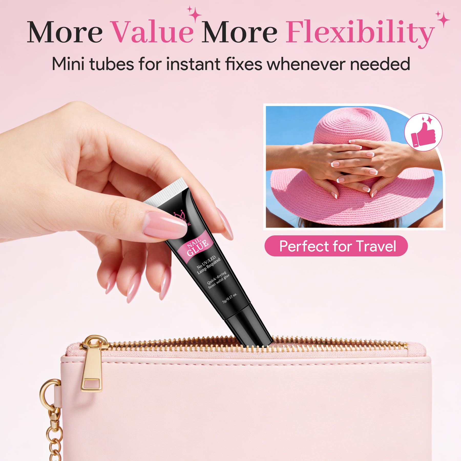QIEK five tubes inside a small travel pouch for on-the-go touch-ups