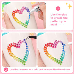 Qifaord precision tweezers and rhinestone picker showing accurate placement benefit