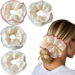 Qigfucm cream-white scrunchies pack front view, elegant accessory benefit