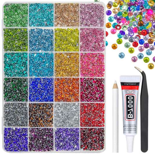 qiipii organized color box showing 24 colors and many 3mm gems for easy selection