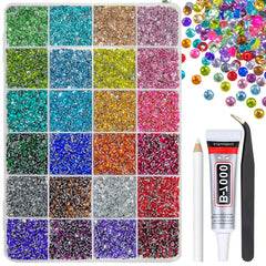 qiipii organized color box showing 24 colors and many 3mm gems for easy selection