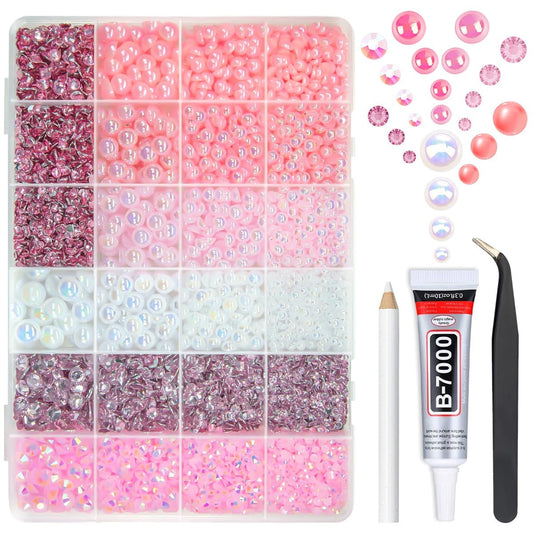 qiipii box open showing 24-grid pearls and rhinestones for organized crafting