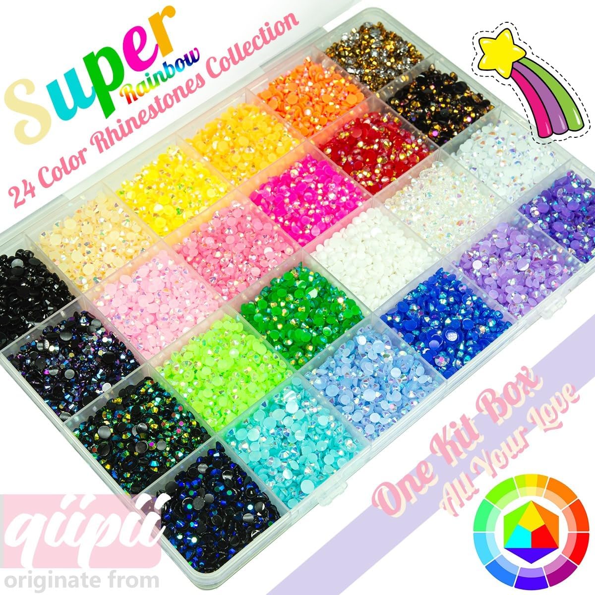 qiipii close-up of 3mm and 4mm stones showing glossy texture and sparkle