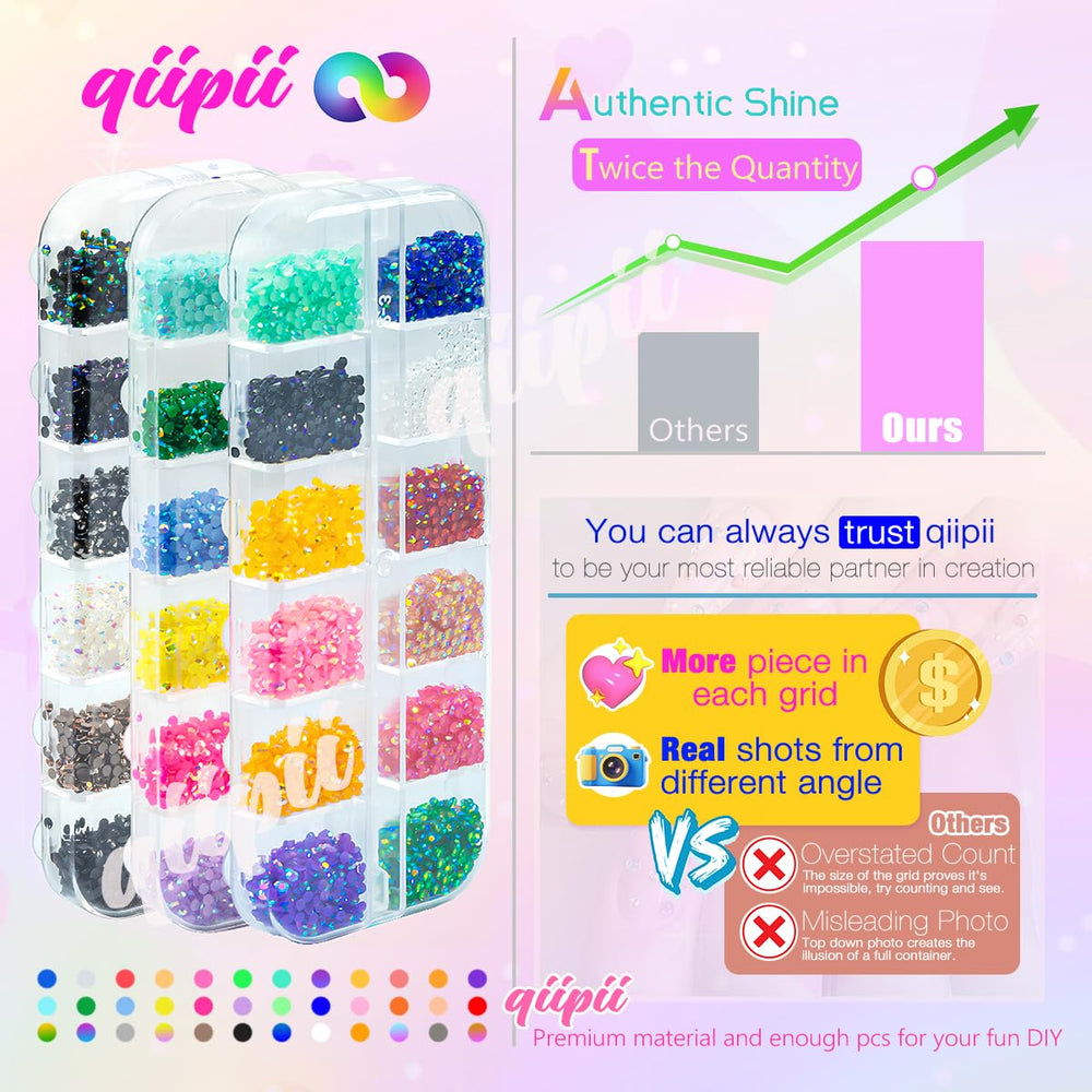 qiipii close-up of 2mm flatback facets highlighting sparkle and light refraction benefit