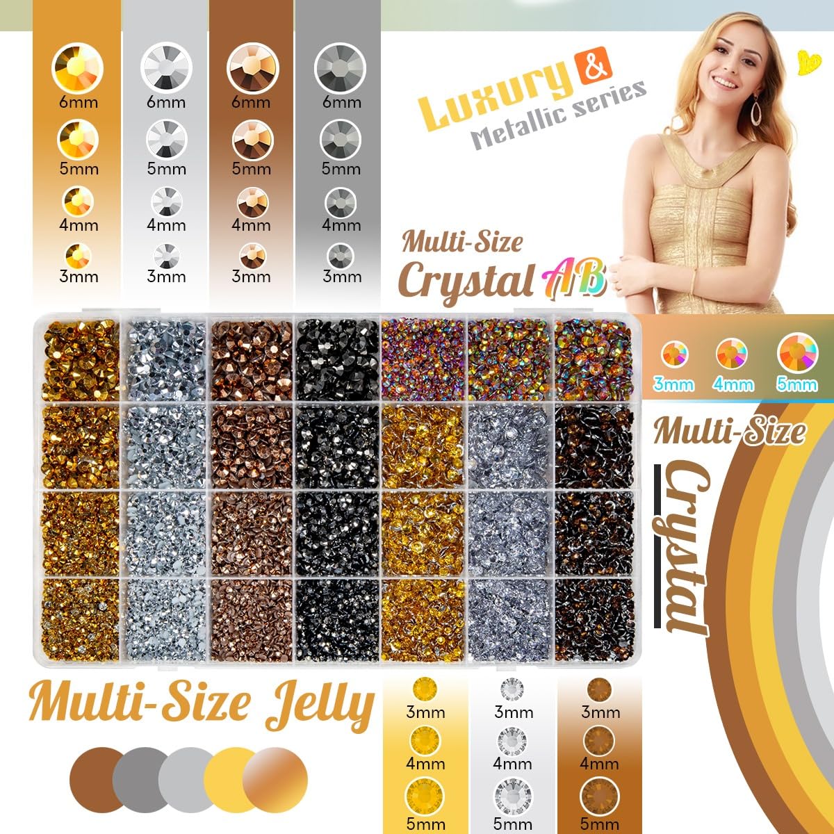 qiipii close-up of 3mm to 6mm resin gem texture highlighting reflective finish