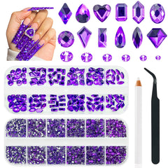 qiipii box of dark purple rhinestones neatly organized for easy use