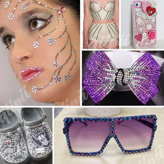 qiipii face makeup festival design using colorful gems for bold accents