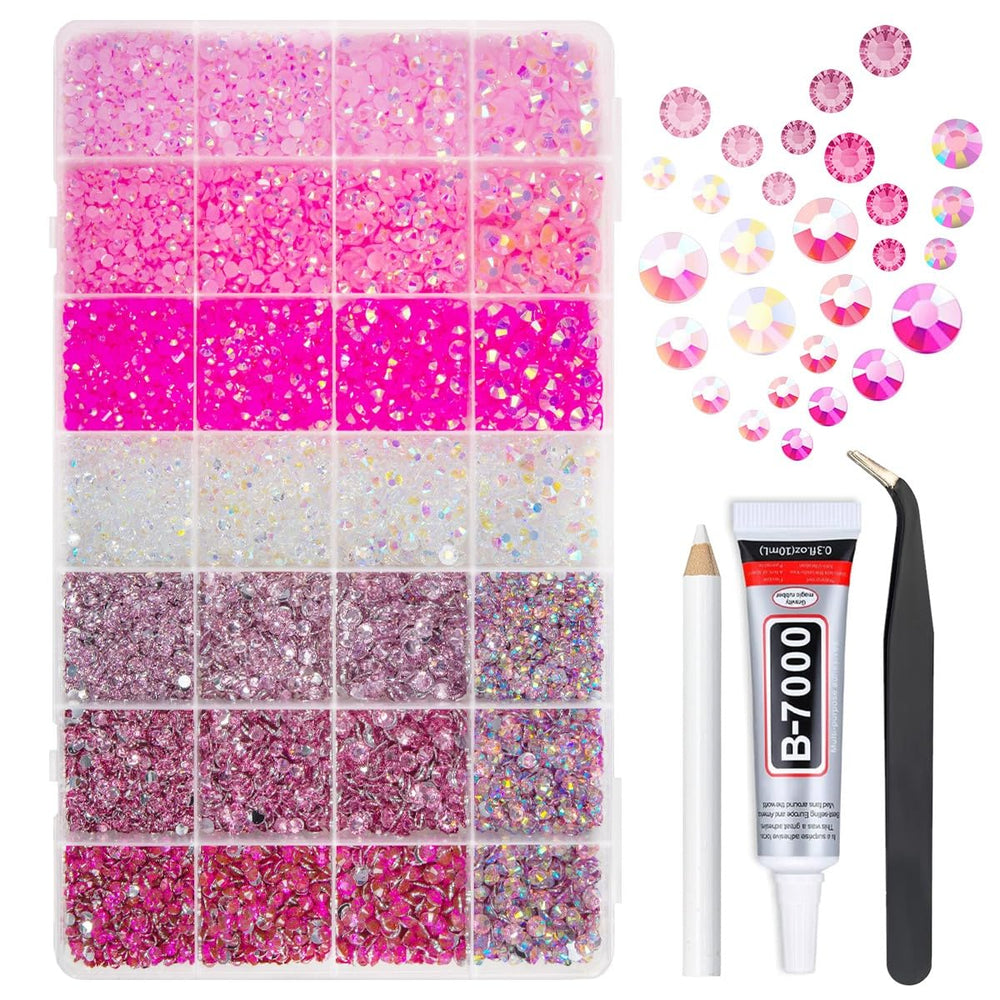 qiipii open box showing organized pink rhinestone grids for quick access
