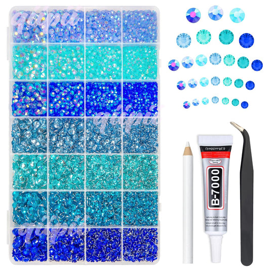 qiipii front box open showing 28 blue rhinestone compartments and easy selection