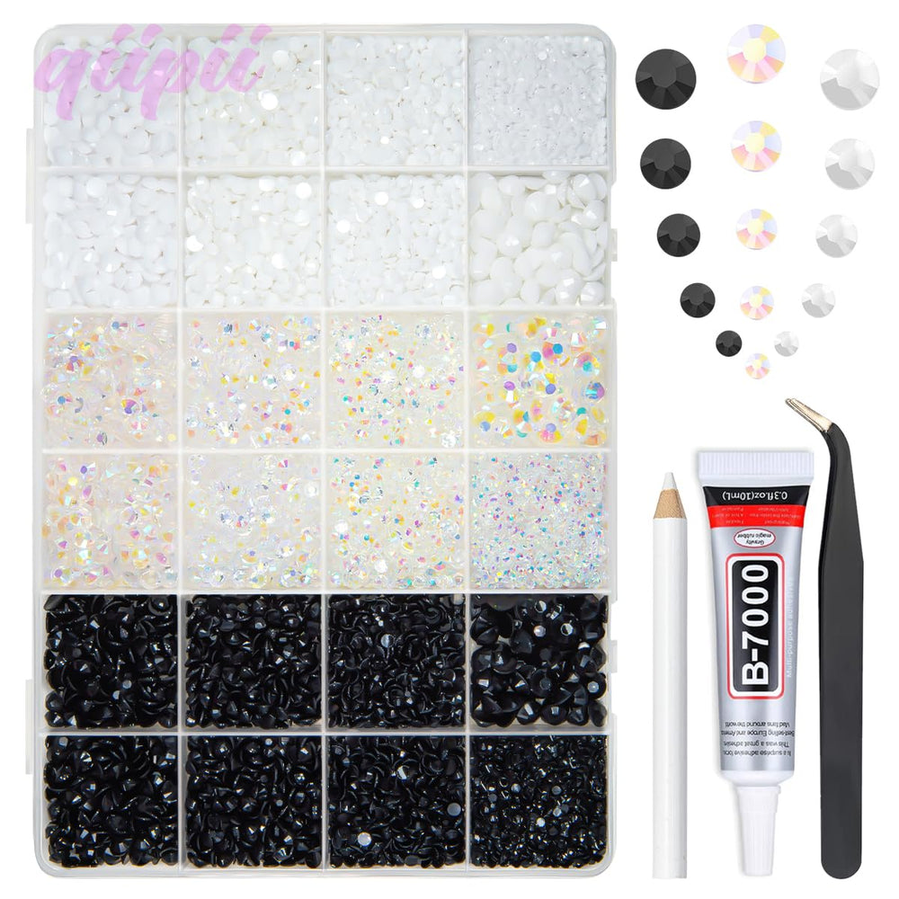 qiipii front box open showing organized rhinestone trays and tools for neat storage