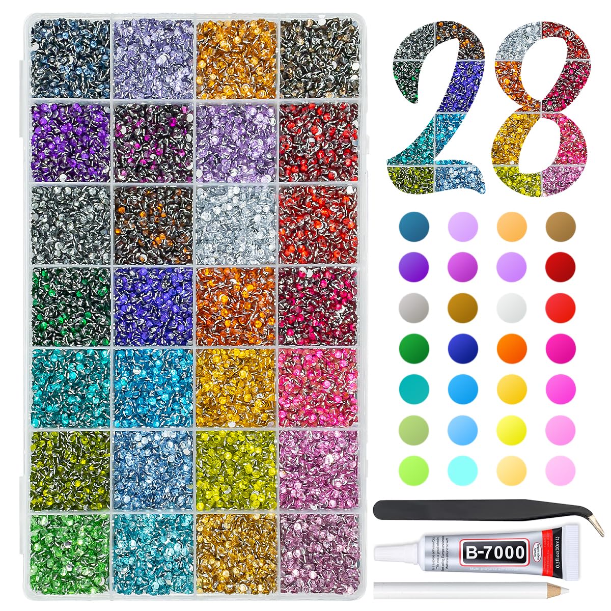 qiipii front box open showing 28 colors and easy selection benefit