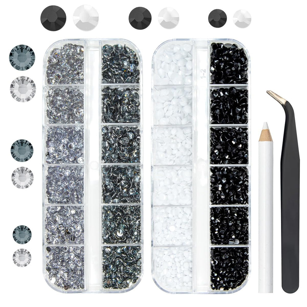 qiipii front box shot showing neat black and white gemstones, highlights easy selection