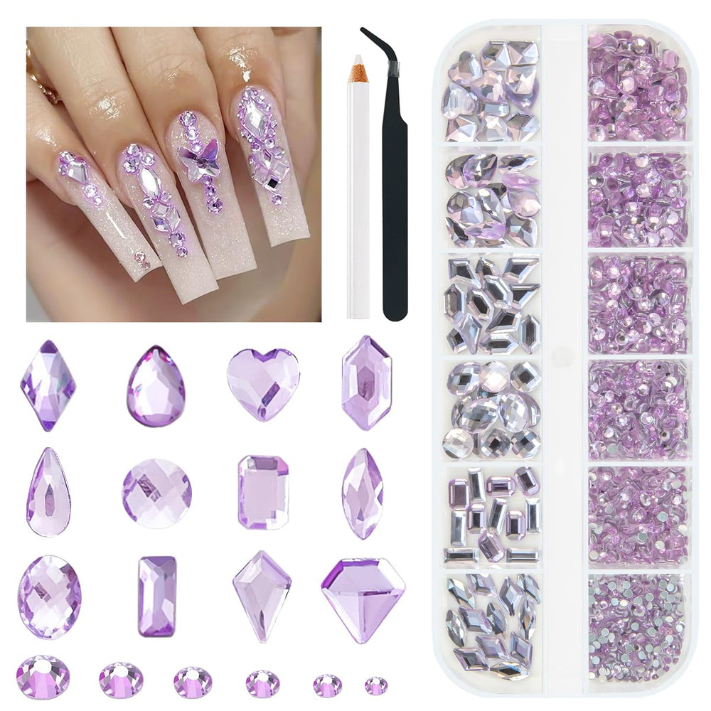 qiipii front packaging showing full amethyst purple rhinestone set and benefits