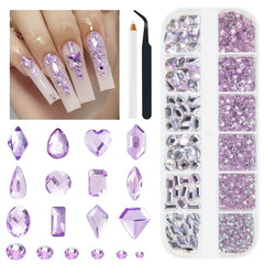 qiipii front packaging showing full amethyst purple rhinestone set and benefits