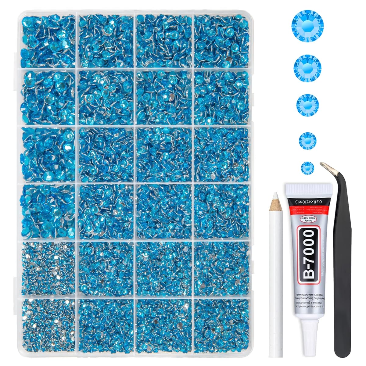 qiipii front packaging box showing blue stones and kit contents for organized crafting