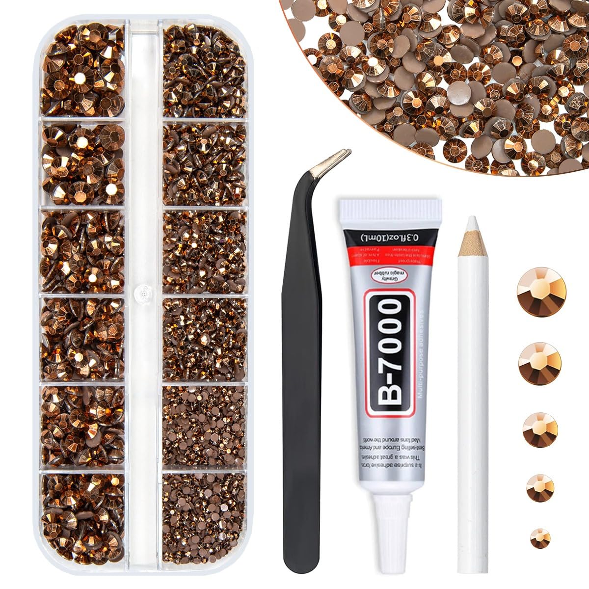 qiipii front packaging showing brown jelly rhinestones set for quick identification and crafting