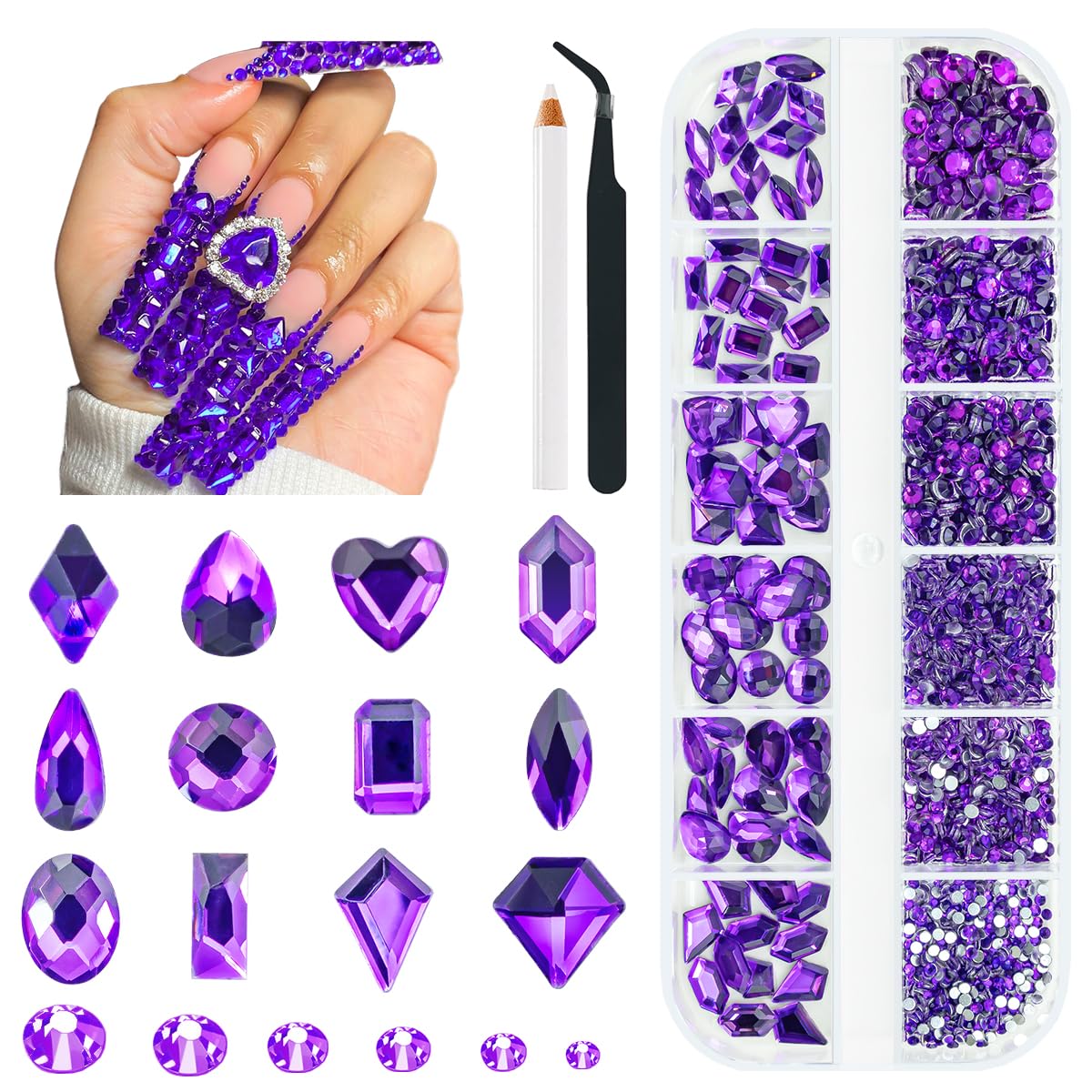 qiipii front packaging showing purple rhinestones and kit benefits
