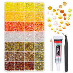 qiipii front packaging showing the yellow jelly resin rhinestones kit and tidy grid for easy selection