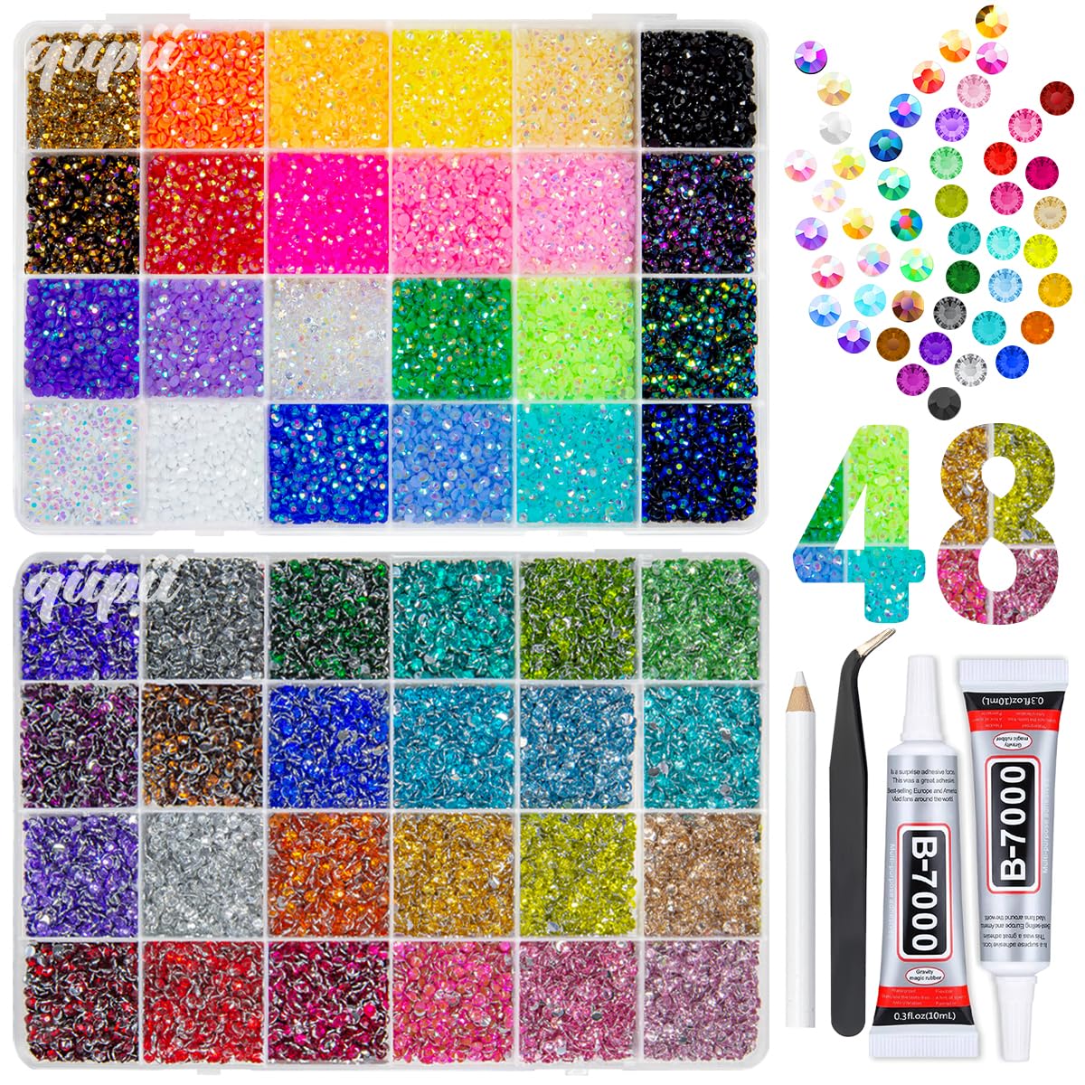 qiipii front packaging showing neat 48-color grid and storage benefit