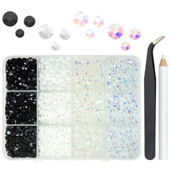 qiipii front packaging showing organized rhinestone box and included tools for tidy storage