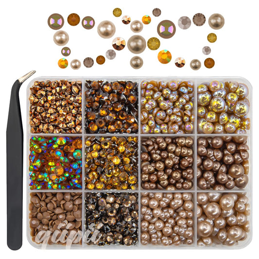 qiipii front packed box with sorted brown gems for organized crafting