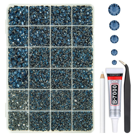 qiipii front packed kit showing navy rhinestones and glue for easy project starts
