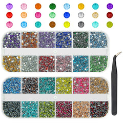 qiipii front view box showing 24-color rhinestone set and neat storage benefit