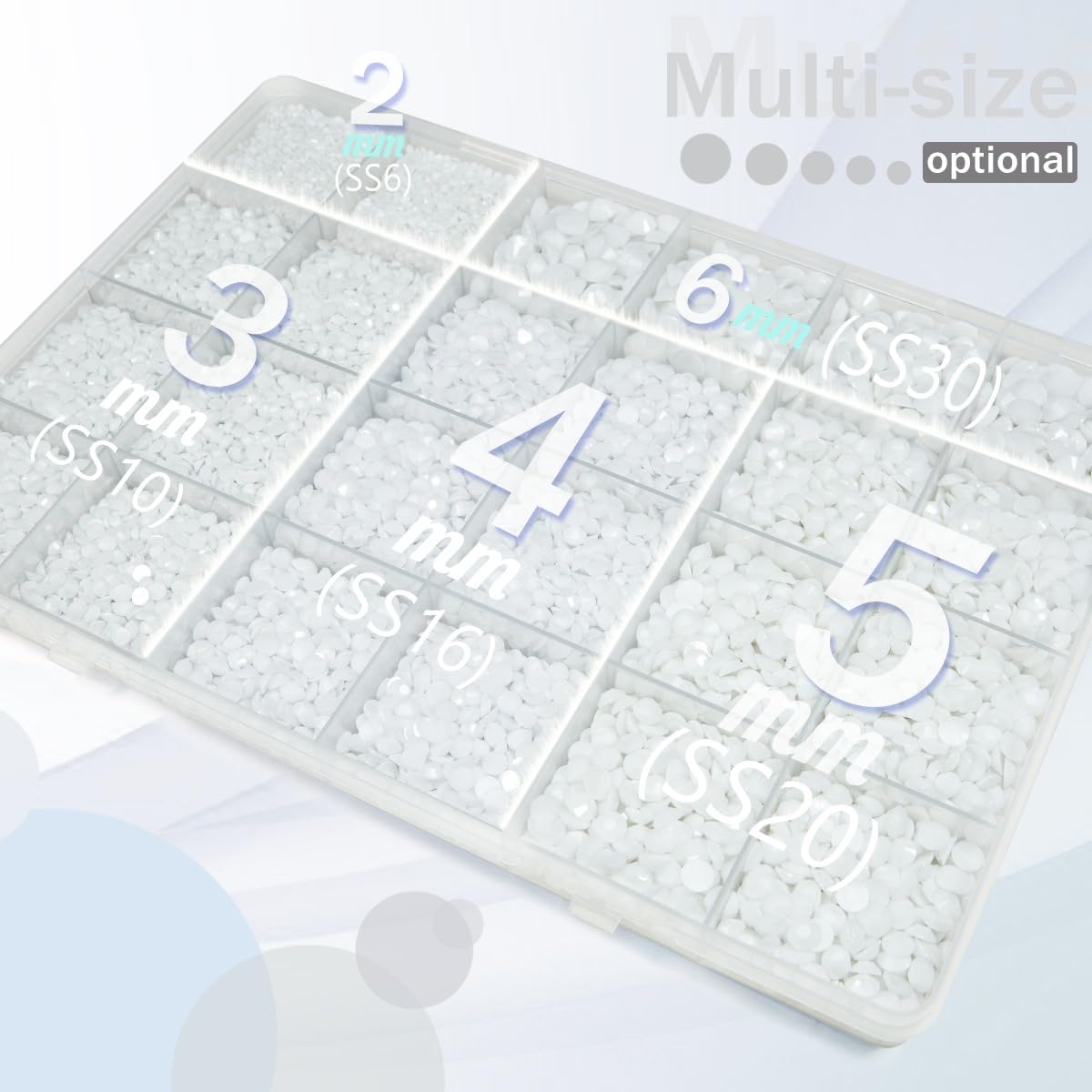 qiipii assortment of 2mm-6mm stones arranged by size for easy selection
