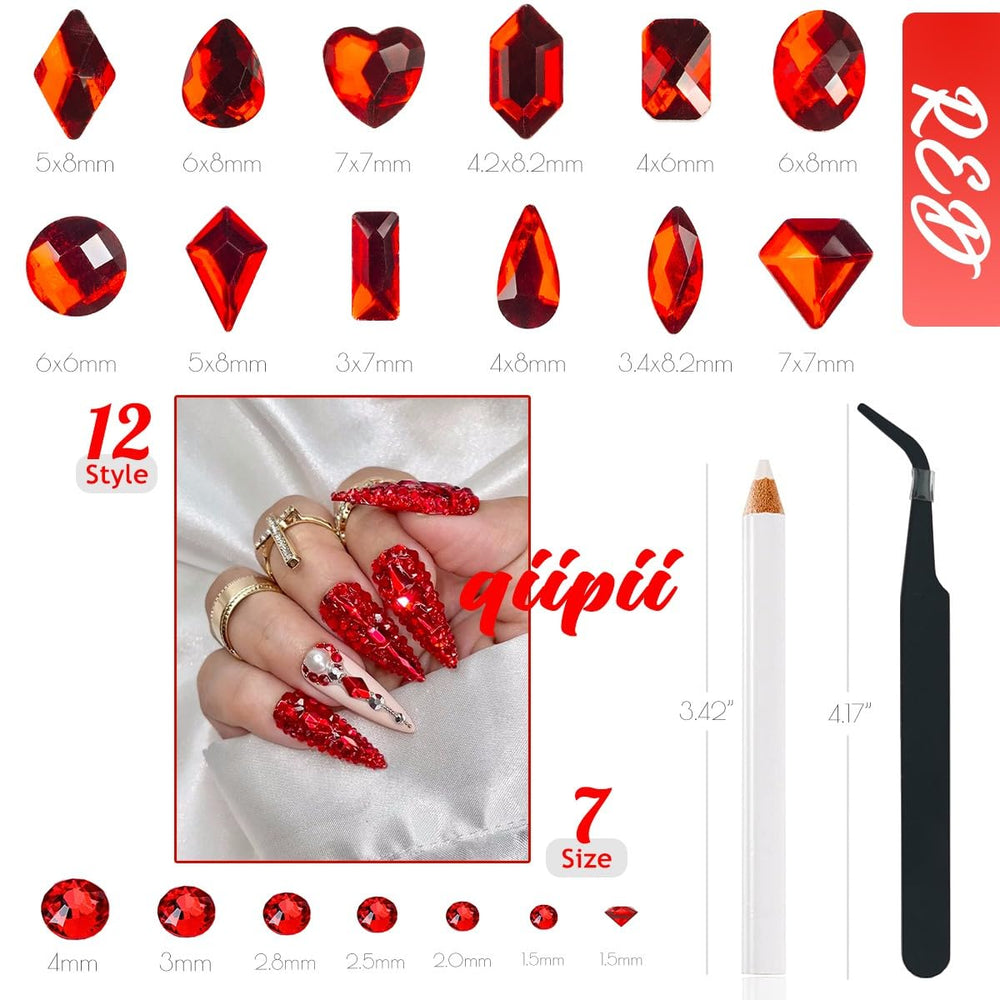 qiipii assortment of multi-sized round red gems offering size options