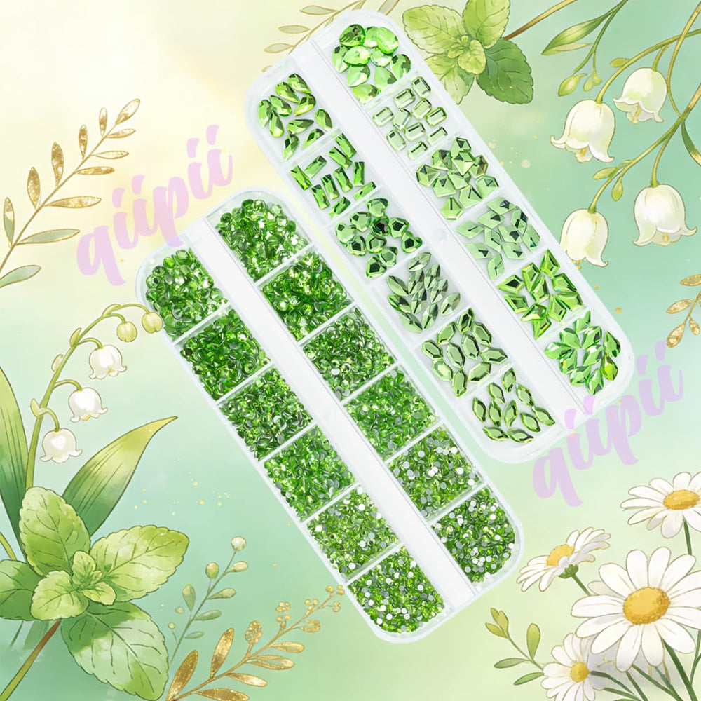 qiipii nail art featuring applied gems to show salon-quality decorative effect
