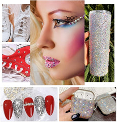 qiipii rhinestones applied on nails illustrating fine detail and decorative effect