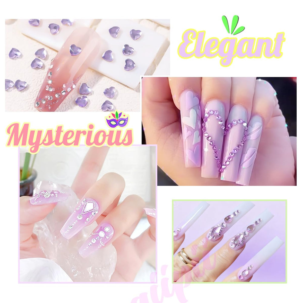 qiipii finished nails decorated with amethyst gems for eye-catching style benefits