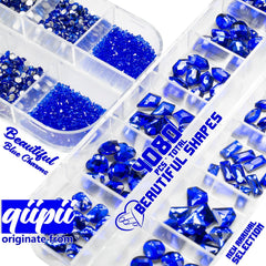 qiipii open box with sorted compartments of sapphire blue gems for quick access
