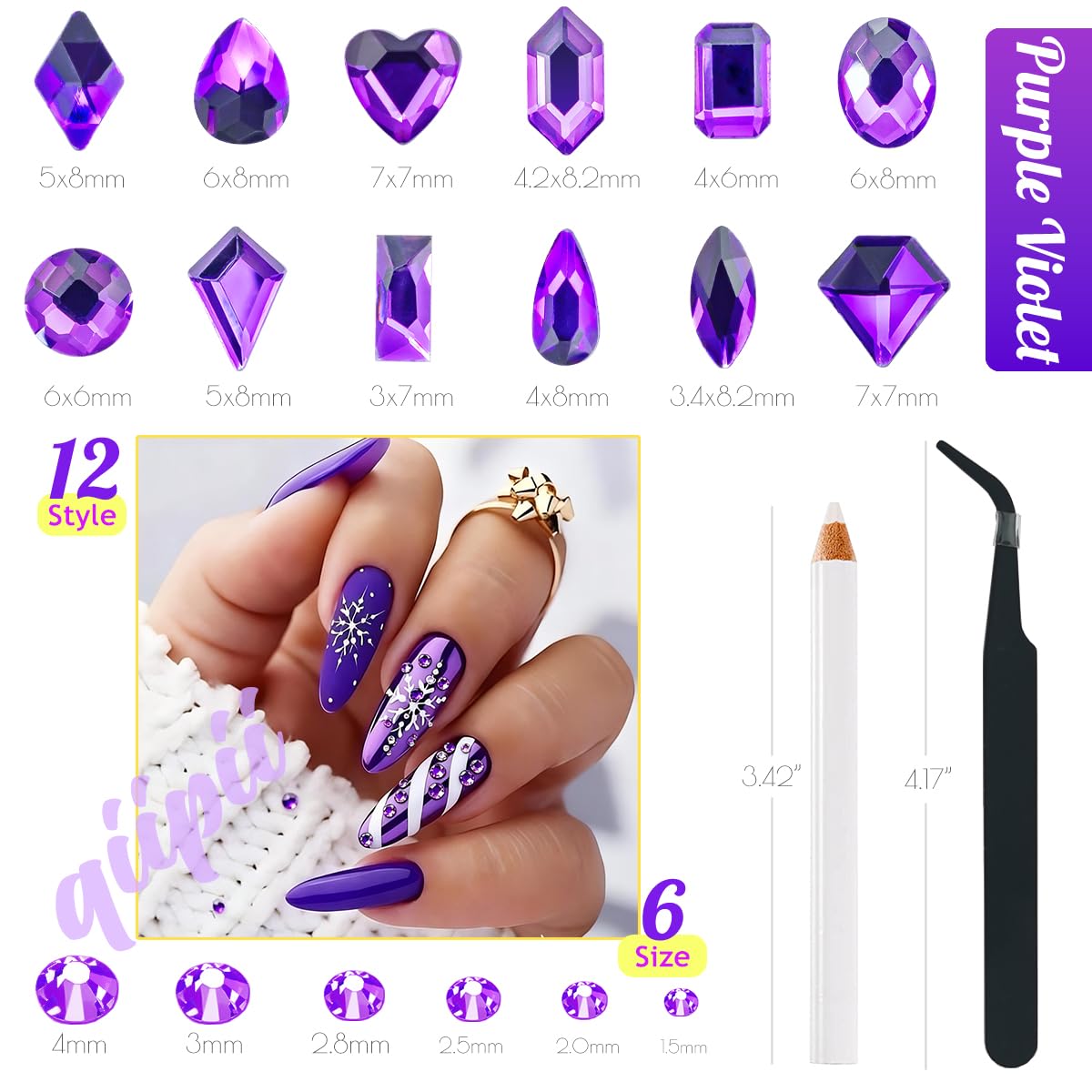 qiipii scale comparison of six round sizes to plan nail designs