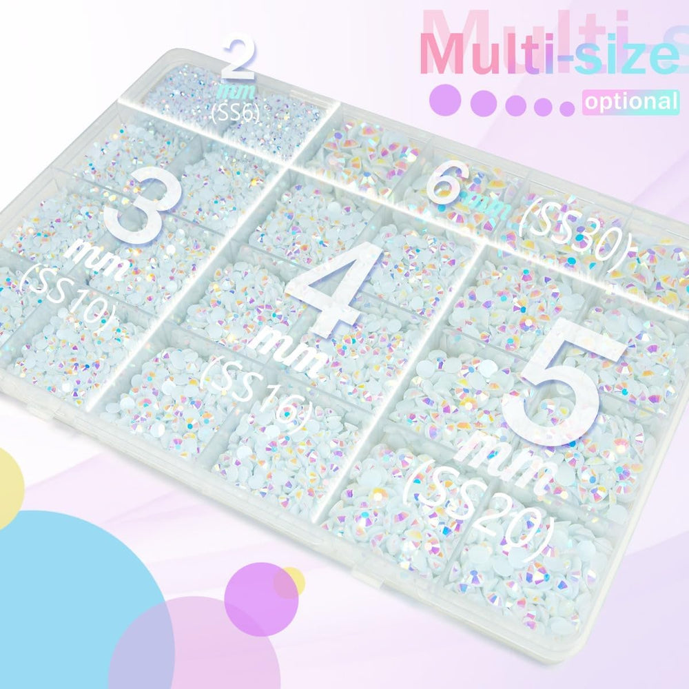qiipii arranged sample of 2mm to 6mm rhinestone sizes for selection guidance