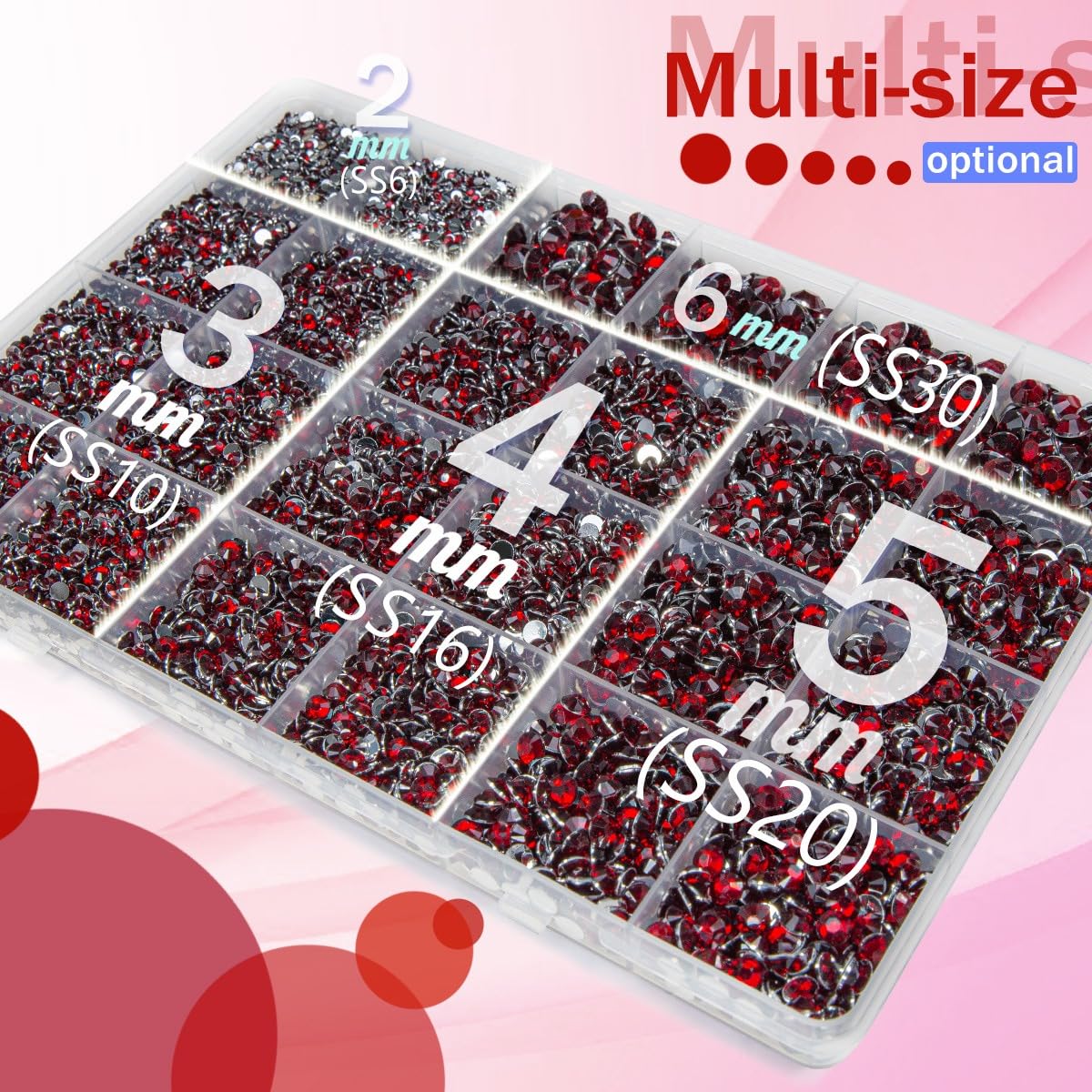 qiipii close-up of faceted dark red stones showing sparkle and deep color for richer designs
