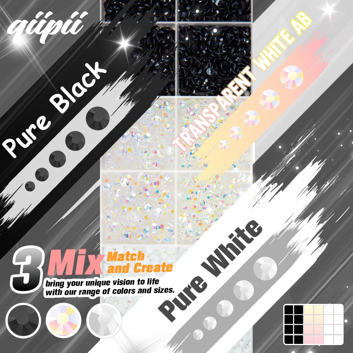 qiipii close-up of jelly resin rhinestone surface highlighting clear sparkle