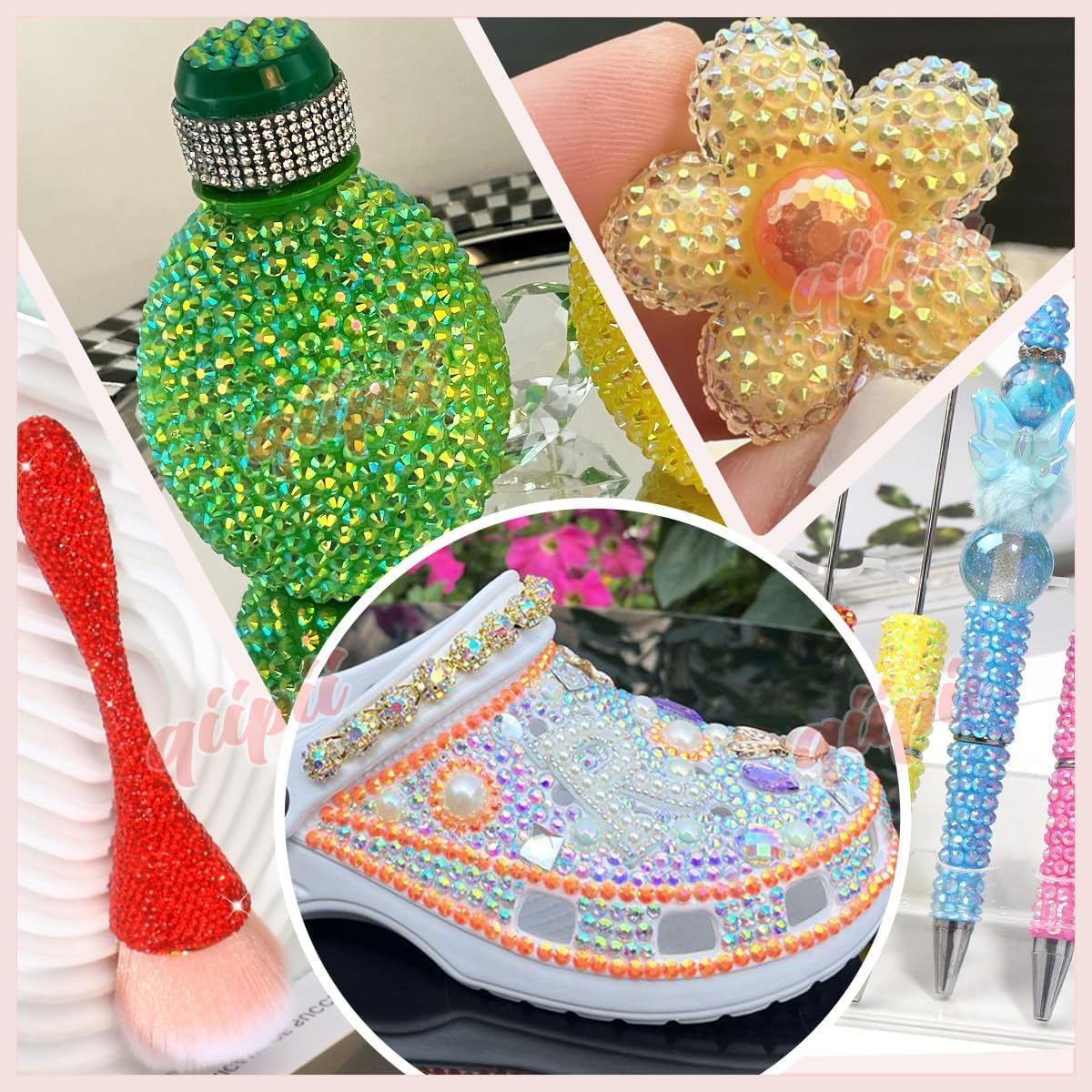 qiipii rhinestones applied to nail art showing colorful accent benefit