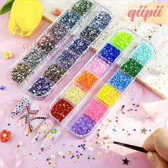 qiipii rhinestones applied on nail design for delicate sparkle