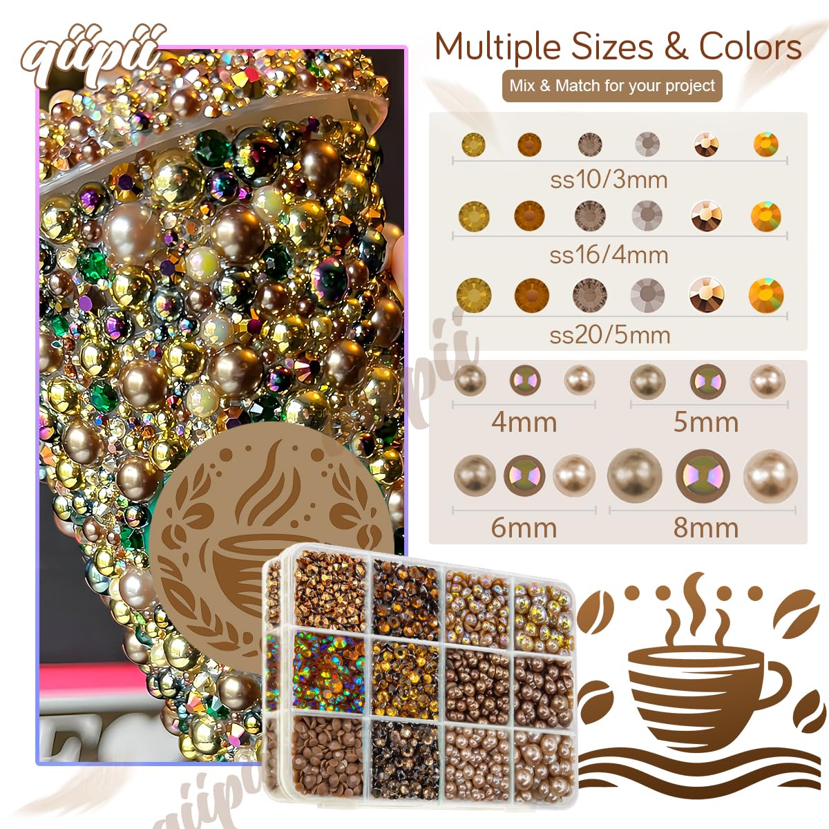 qiipii brown stones decorating a tumbler for long-lasting shine